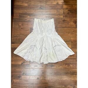 Vintage Romantic Bridal Cotton Lace Flare Midi Skirt Embroidered Panels Modelle